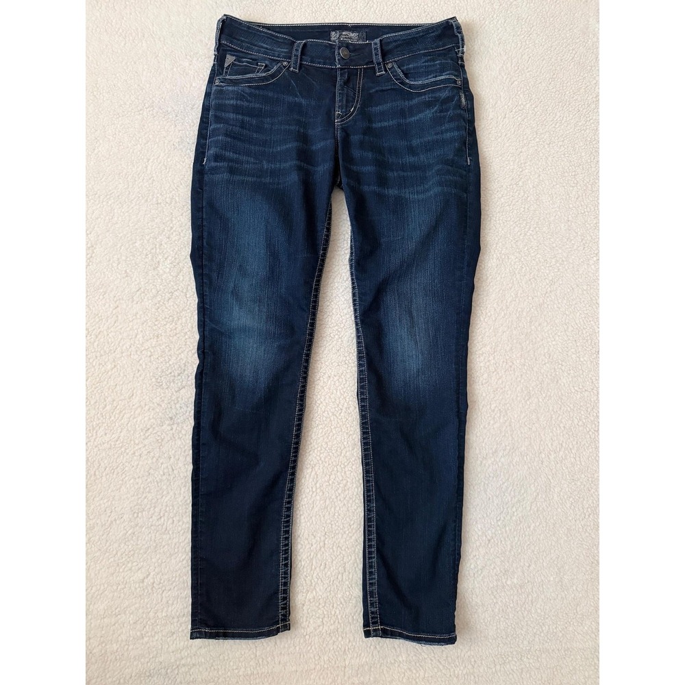 Silver Jeans Co. Suki Mid Pencil Skinny Jeans Womens 29 Blue Dark Wash Stretch
